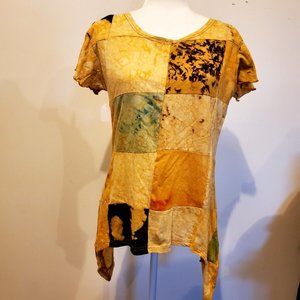 Jayli Patchwork Peace Sign Cut OUT T Shirt size XL